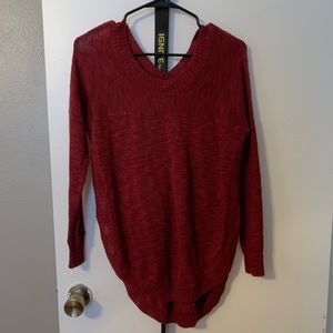 Burgundy sweater with slits on side